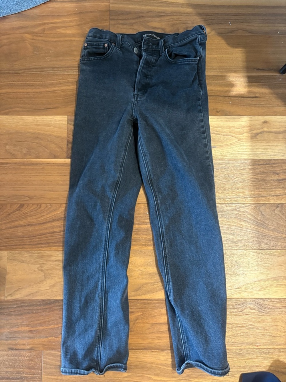 Denim Forum Black High-Rise Straight Jeans